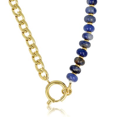 Schakelketting goud met sodaliet edelstenen