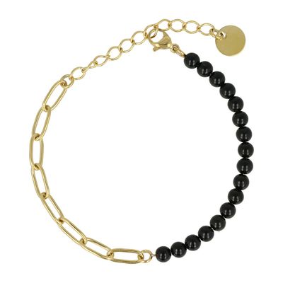 Combi Schakelarmband Goud Onyx edelsteen