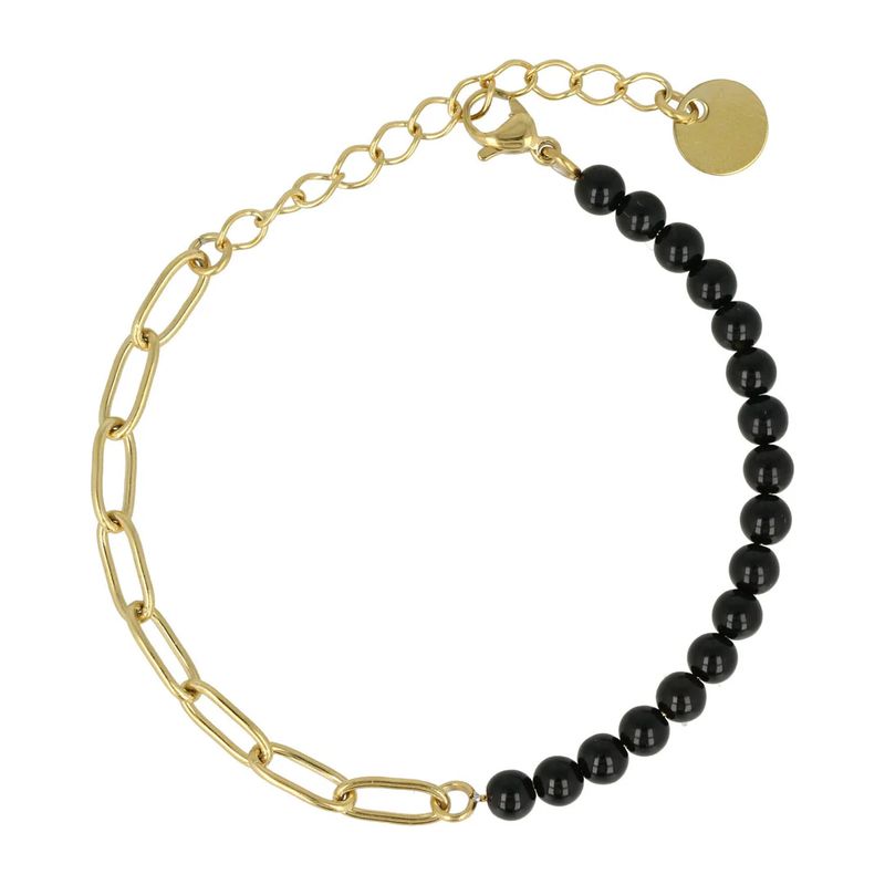 Combi Schakelarmband Goud Onyx edelsteen
