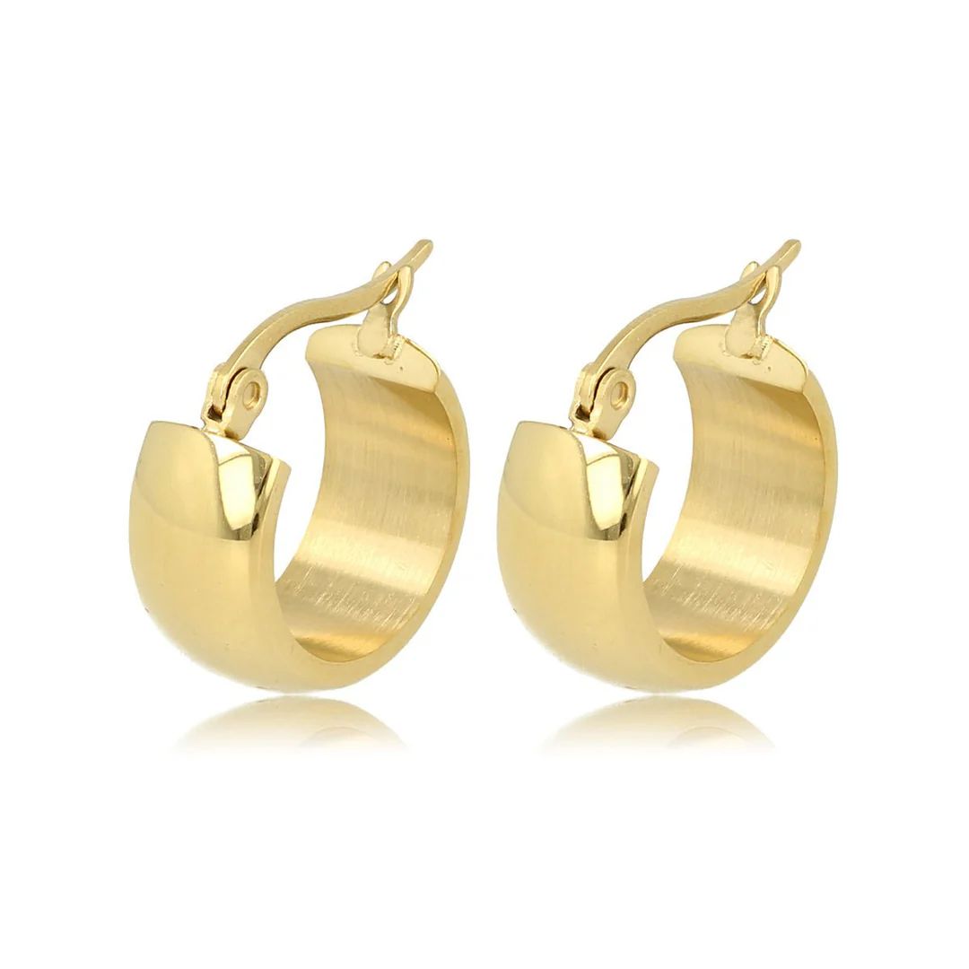 Brede goudkleurige oorringen 16x8 mm