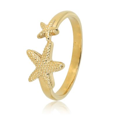 Gouden ring met twee zeesterren