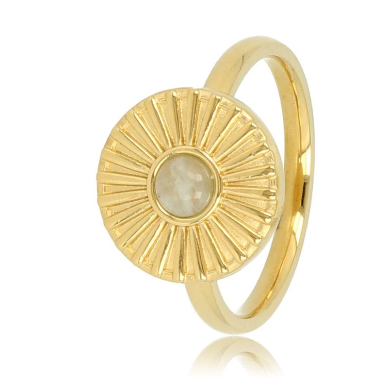 Ring goud met zonnetje en amazoniet edelsteen