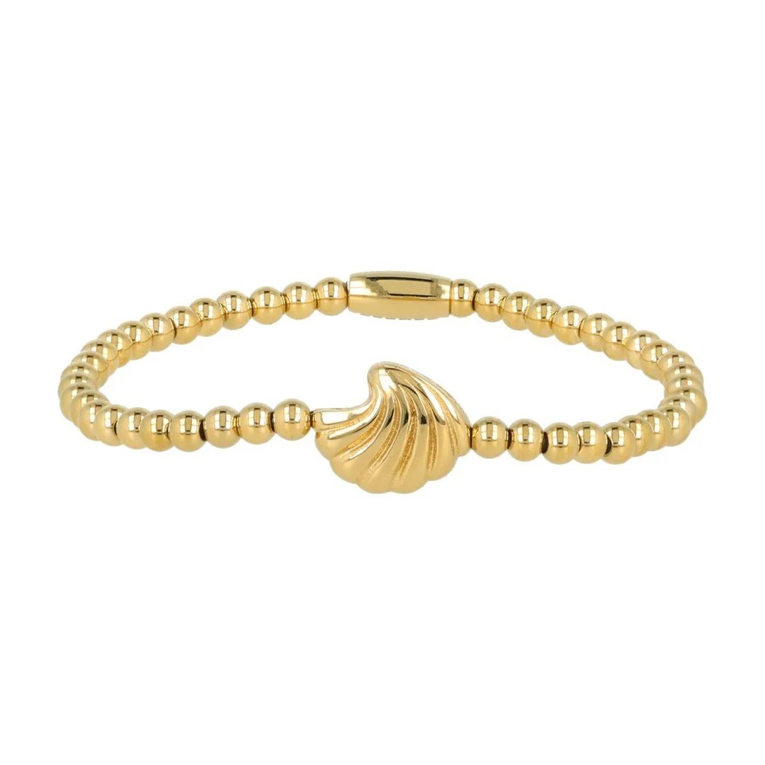 Gouden schakelarmband met schelp