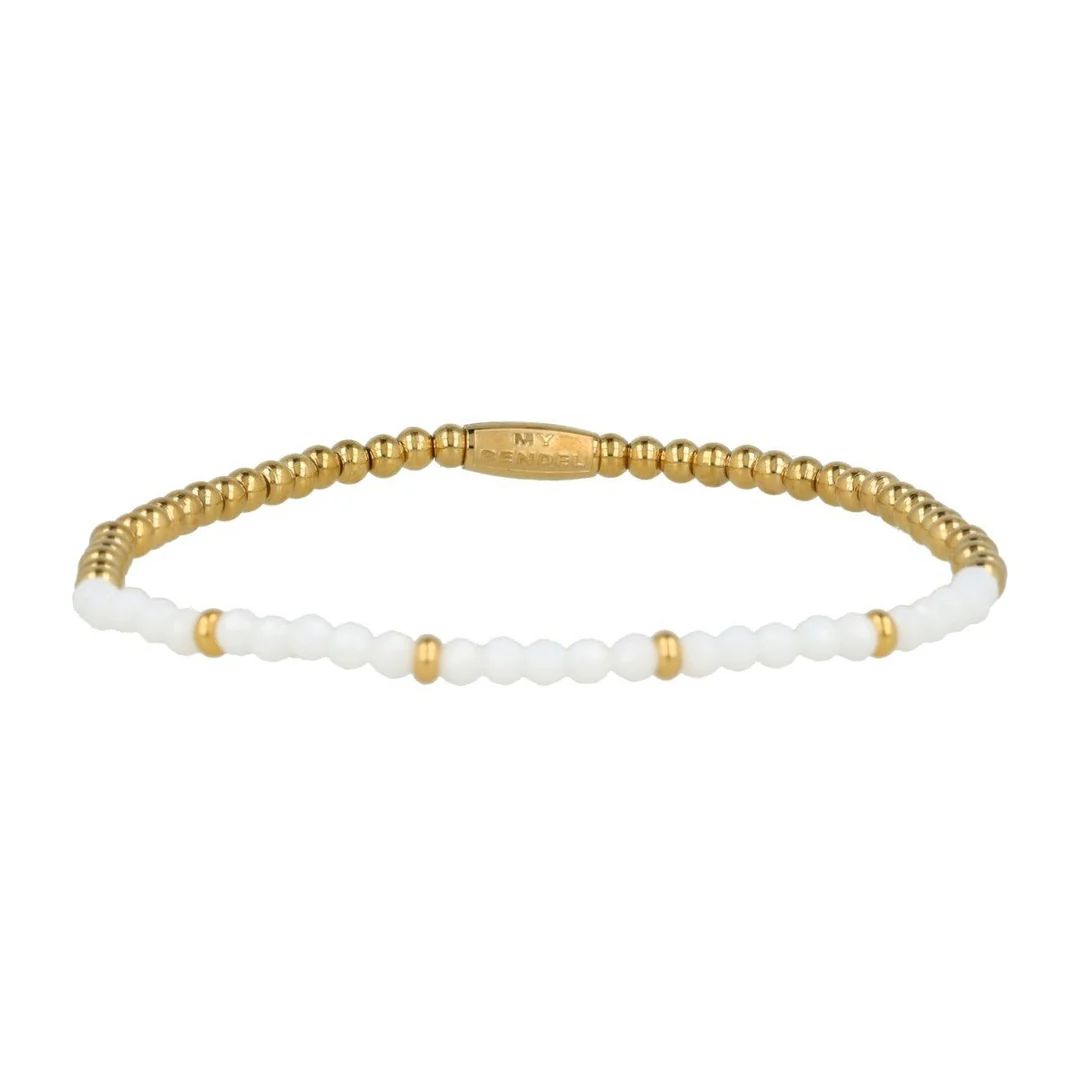 Gouden armband witte aventurijn edelstenen