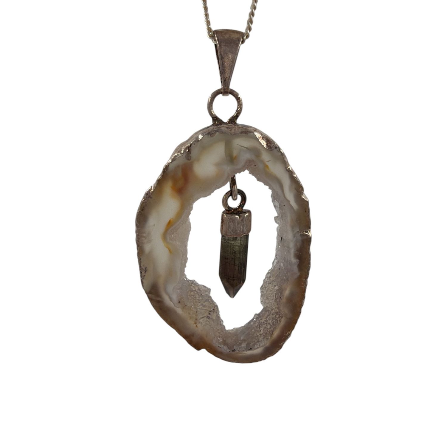 Agaat Geode met Toermalijn hanger 86226
