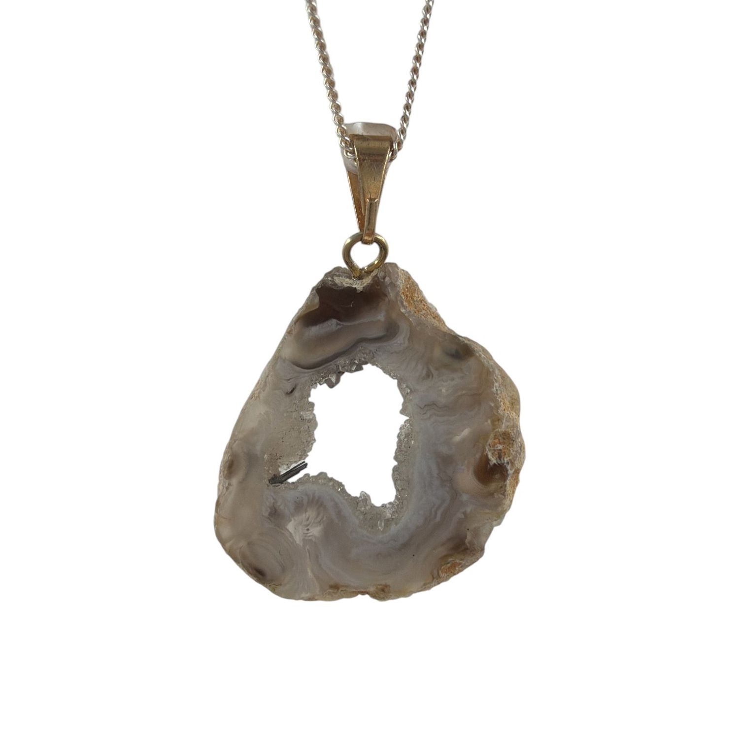 Agaat Geode hanger met Goudkleurig Oogje