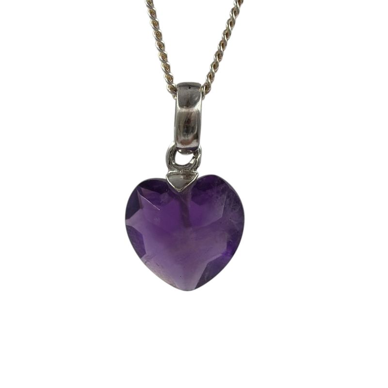Amethist hanger hartje zilver