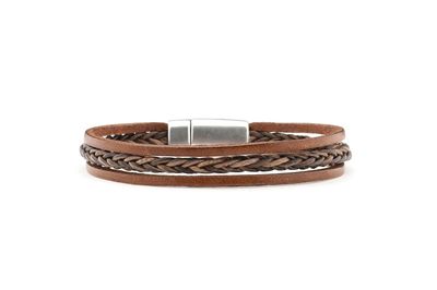 Qoss - PATRICK-bruin leer+vlecht-M