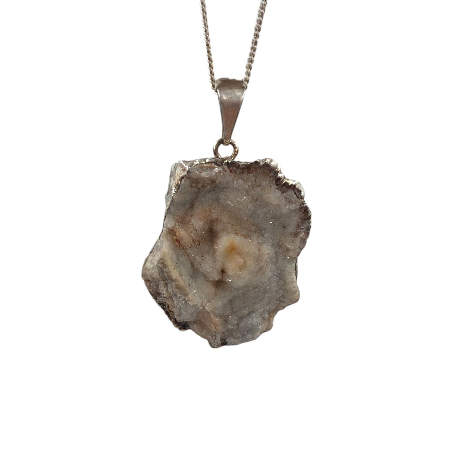 Hanger chalcedoon roos met verzilverde rand - 7.96 gram