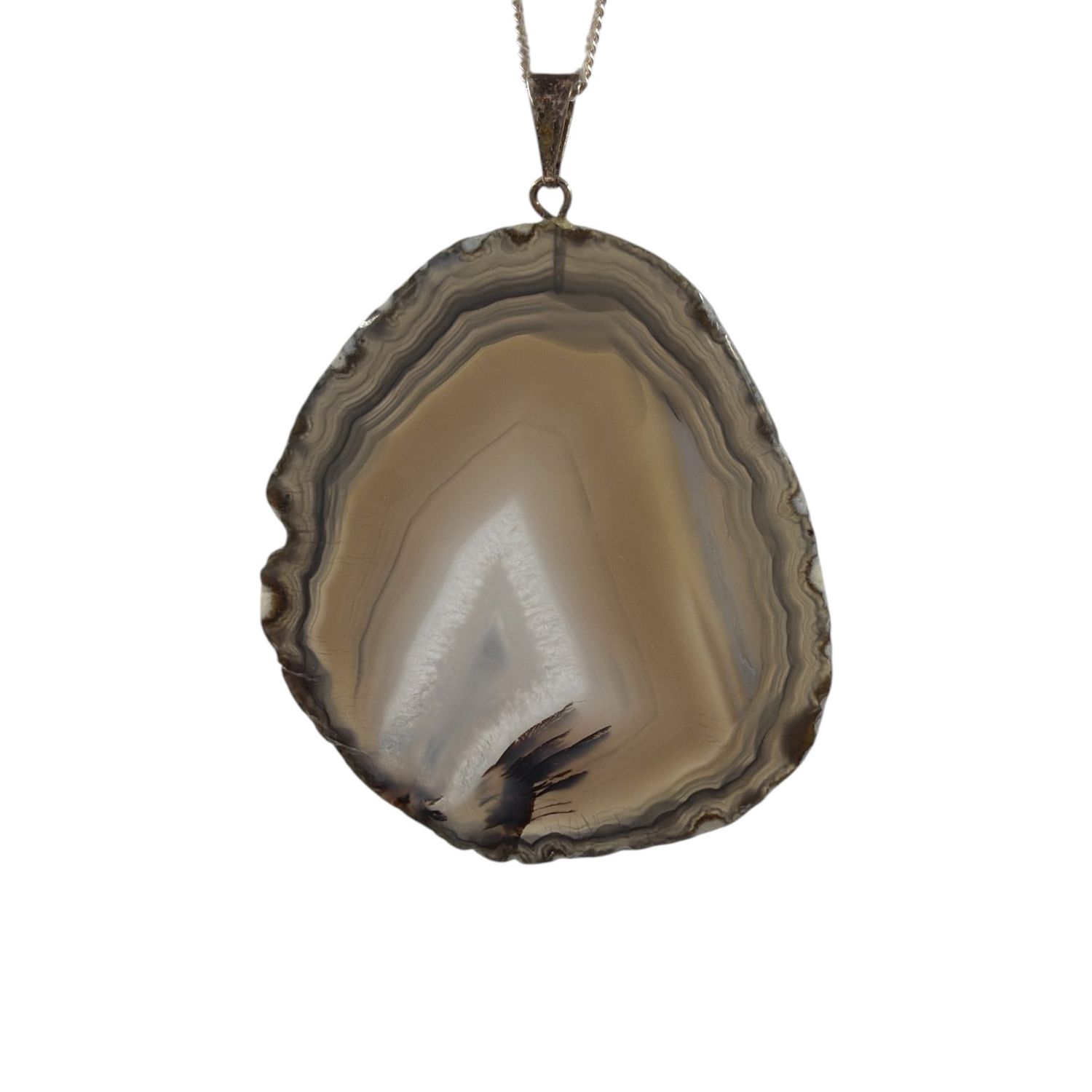 Agaat schijf hanger verzilverd - 17.51 gram