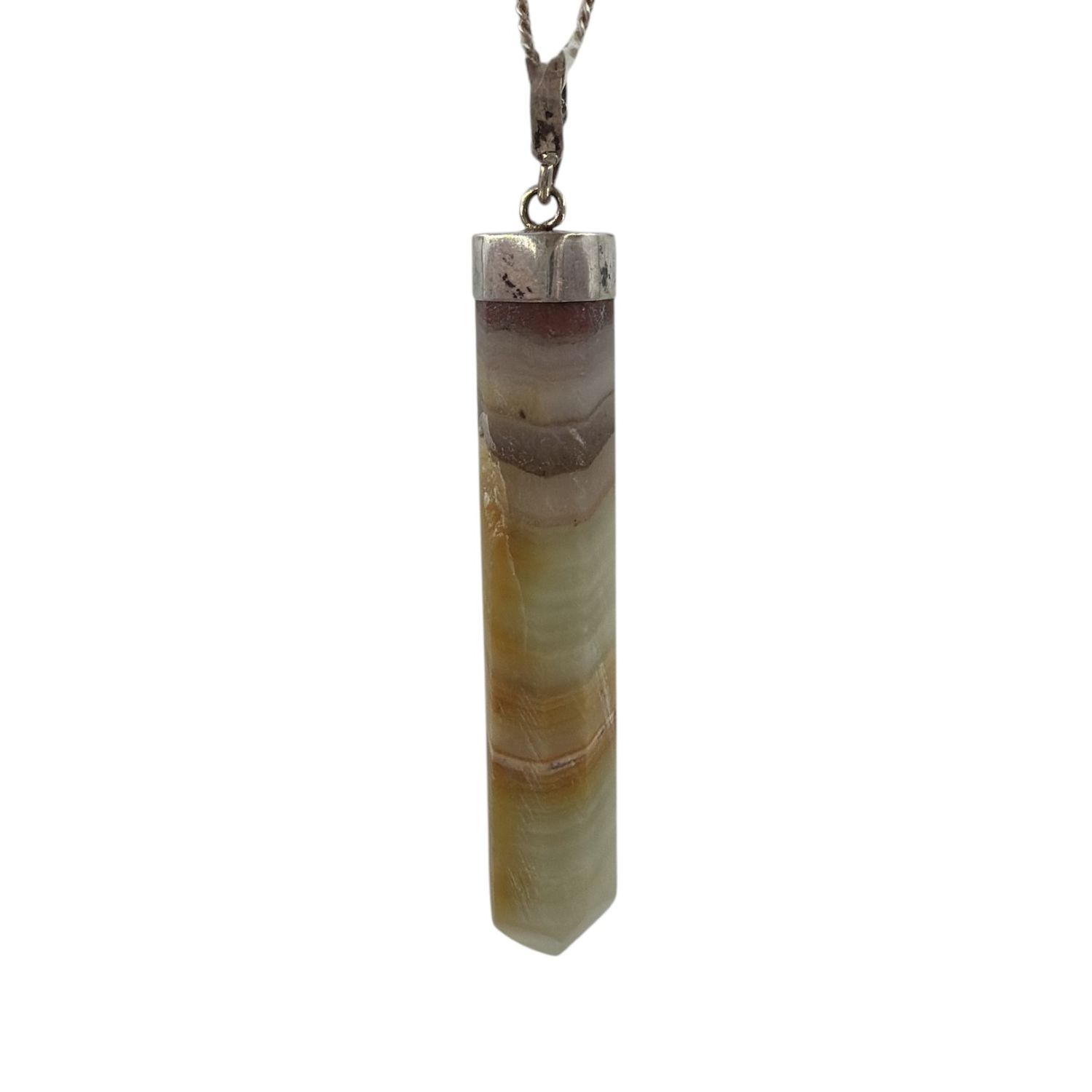 Gestreepte Onyx hanger zilver - 5.08 gram