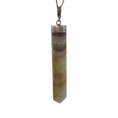 Gestreepte Onyx hanger zilver - 5.08 gram