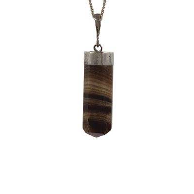 Chocolade bruine Aragoniet hanger zilver - 4.23 gram
