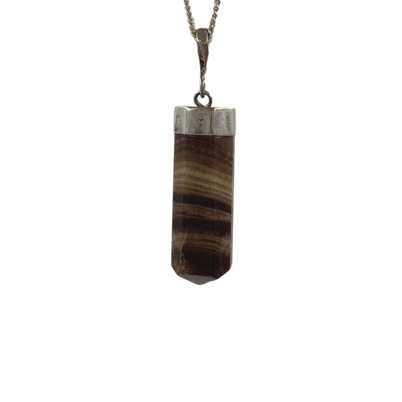 Chocolade bruine Aragoniet hanger zilver - 4.23 gram