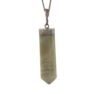 Gestreepte Onyx hanger zilver - 5.26 gram