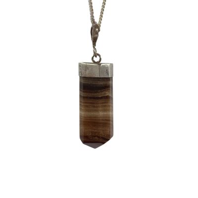 Chocolade bruine Aragoniet hanger zilver - 4.12 gram