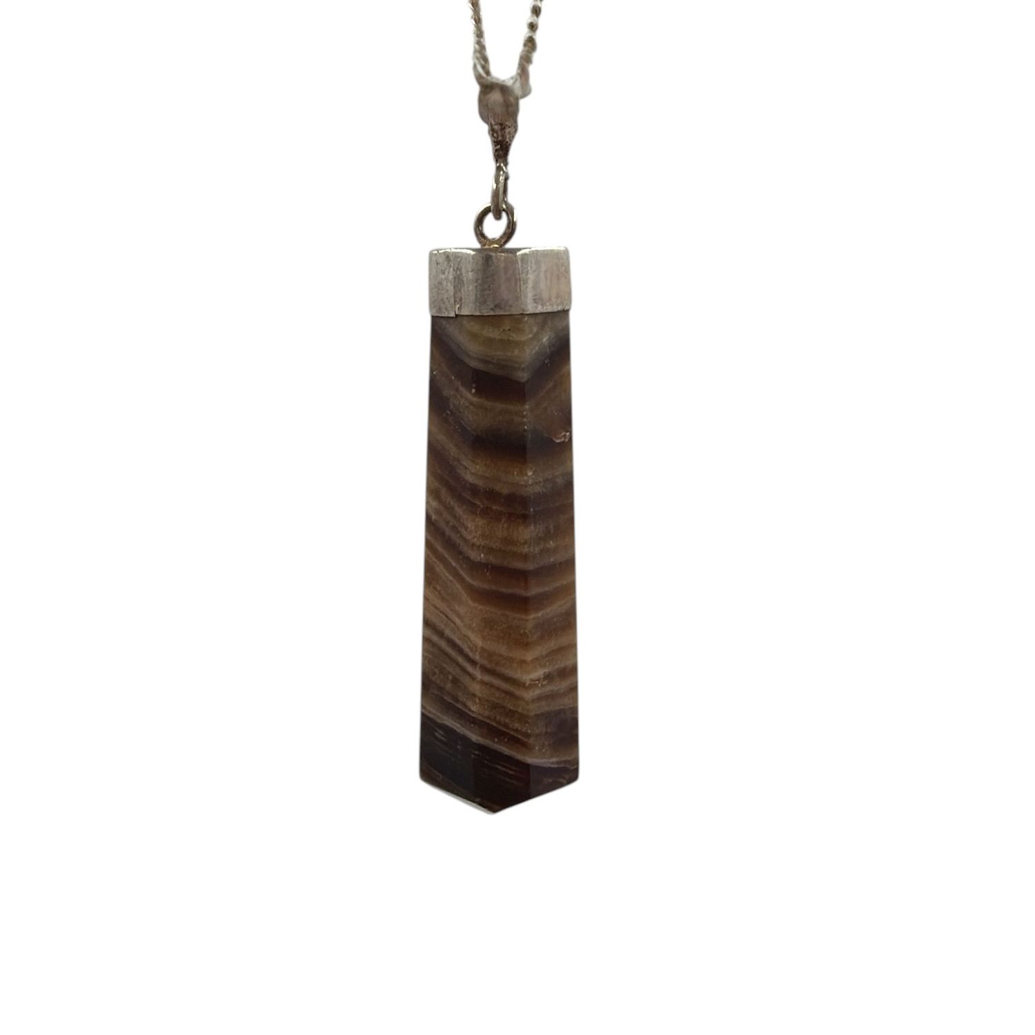 Chocolade bruine Aragoniet hanger zilver - 7.15 gram
