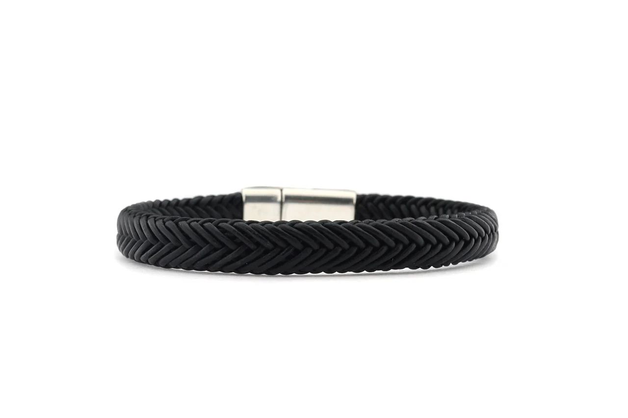 Qoss - SIEM-vlecht 1,5 mm zwart leer-L