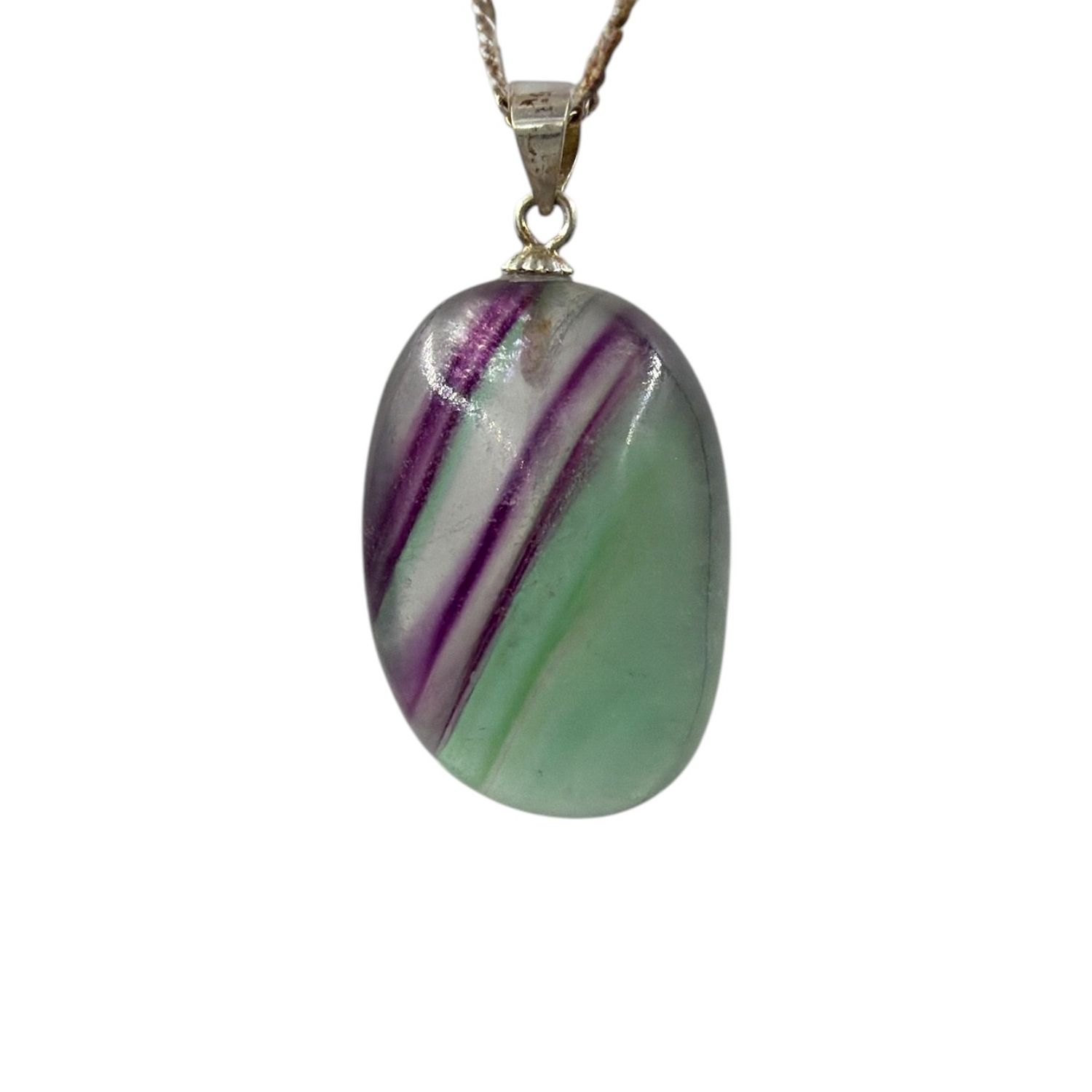 Regenboog fluoriet hanger zilver (925)