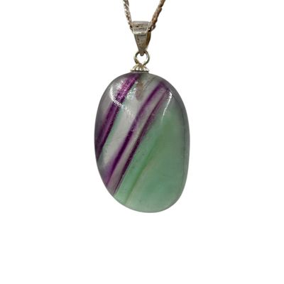 Regenboog fluoriet hanger zilver (925)