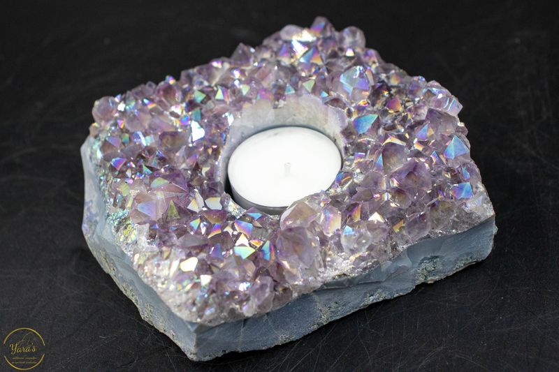 Angel aura op amethist theelichthouder -912 gram