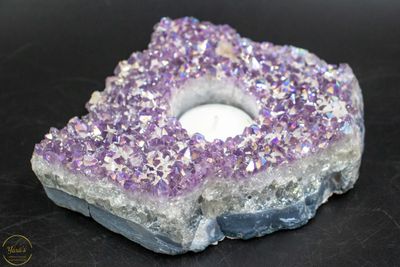 Angel aura op amethist theelichthouder  1.1 kg