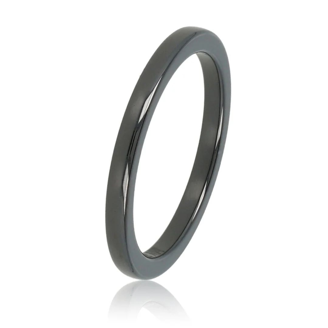 Onbreekbare smalle zwarte keramieken ring - 2 mm, Maat: Maat 16