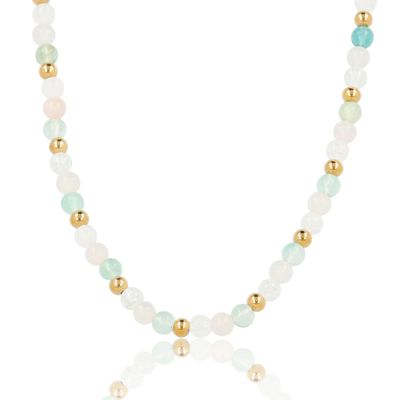 Kralenketting met verschillende edelstenen - rozenkwarts, witte kwarts &amp; fluoriet