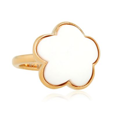 Gouden Bloemen Ring - Witte Aventurijn