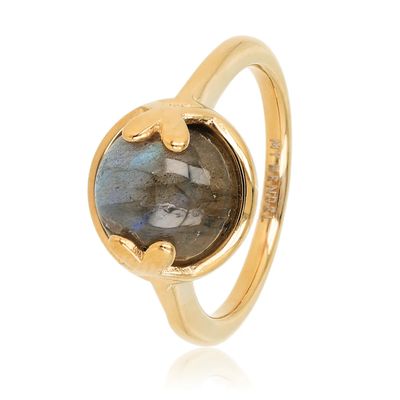 Ronde Ring met Hartjesdetail - Goudkleurig &amp; Maansteen