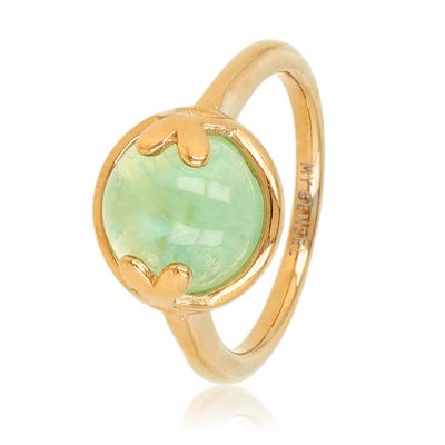 Ronde Ring met Hartjesdetail - Goudkleurig &amp; Groene Fluoriet