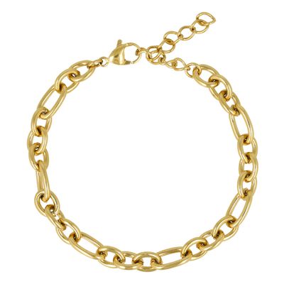 Gouden Damesarmband met Ronde en Ovale Schakels - Stainless Steel