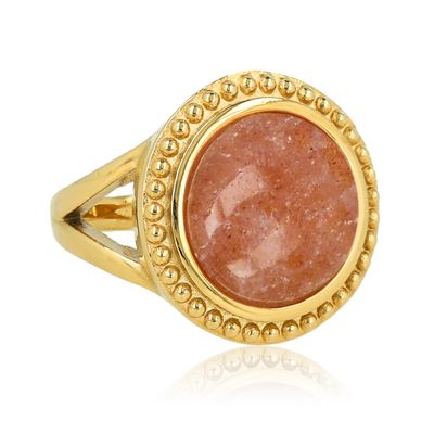 Vintage statement-ring Aardbeienkwarts - kracht en balans -Goudkleurig