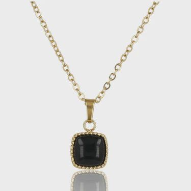 Gouden Ketting met Vierkante Onyx Hanger