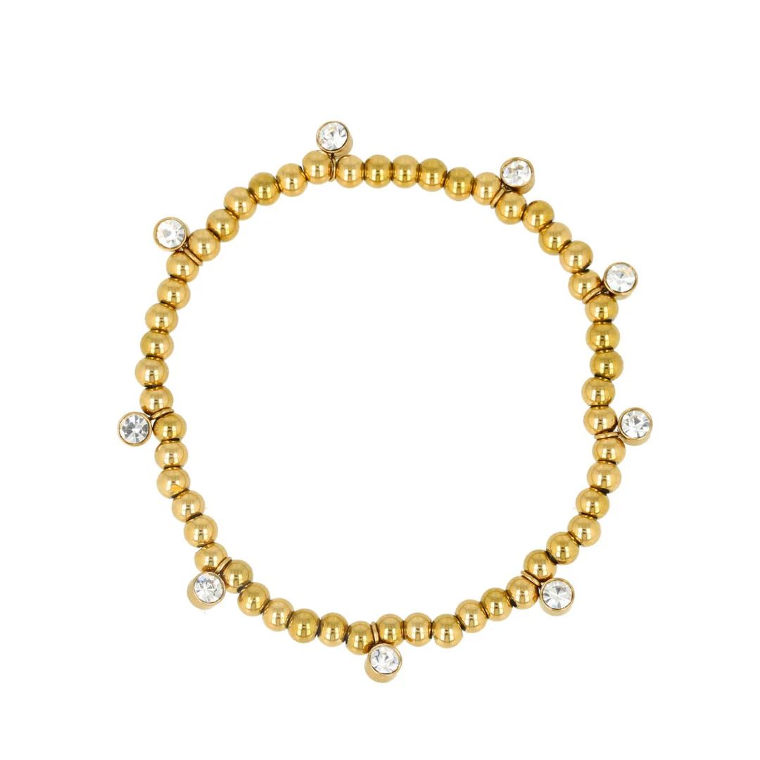 Stralende gouden kralenarmband met zirkonia