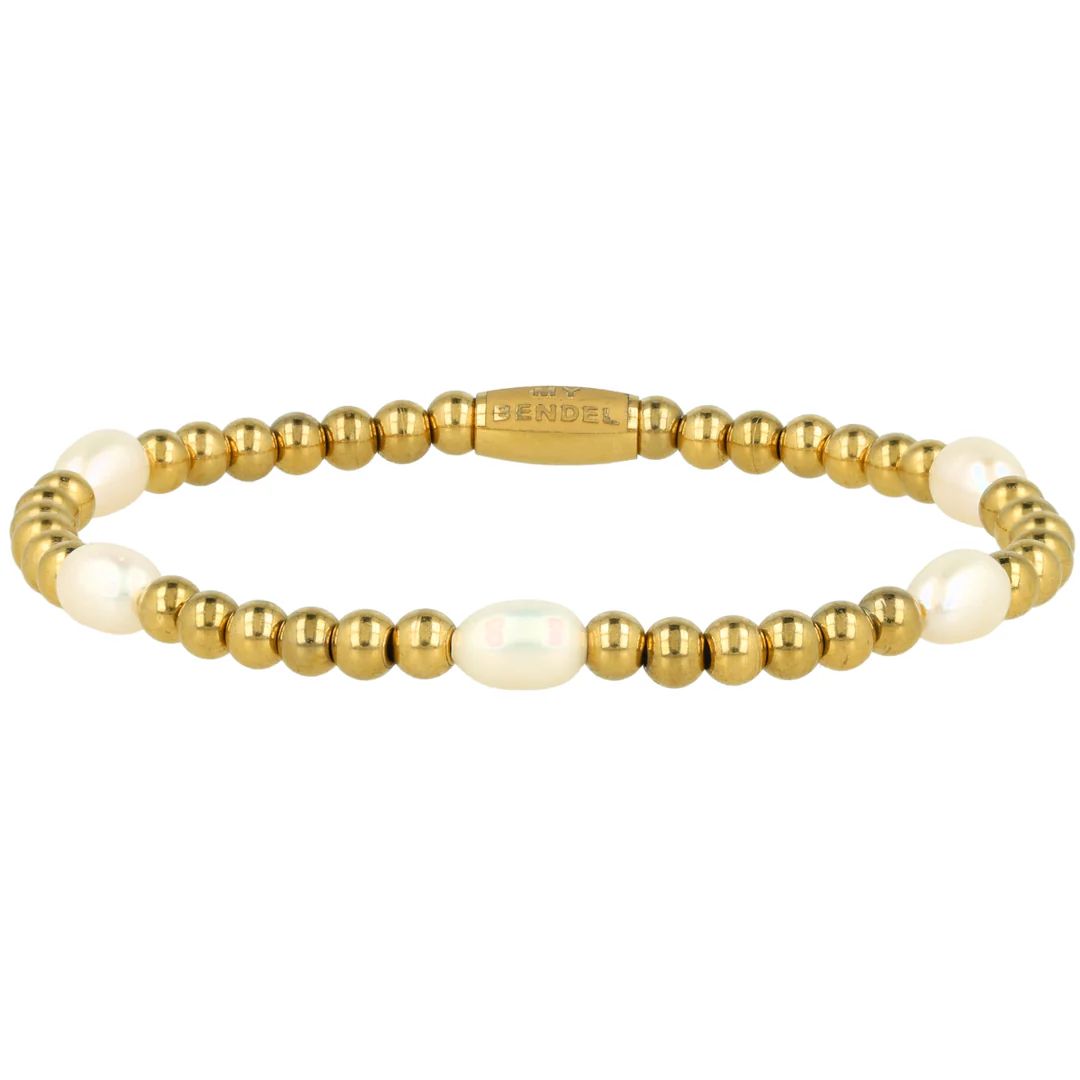 Gouden kralenarmband met echte zoetwater parels