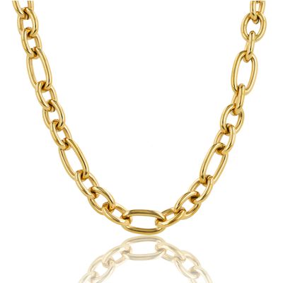 Gouden Damesketting met Ronde en Ovale Schakels - Stainless Steel