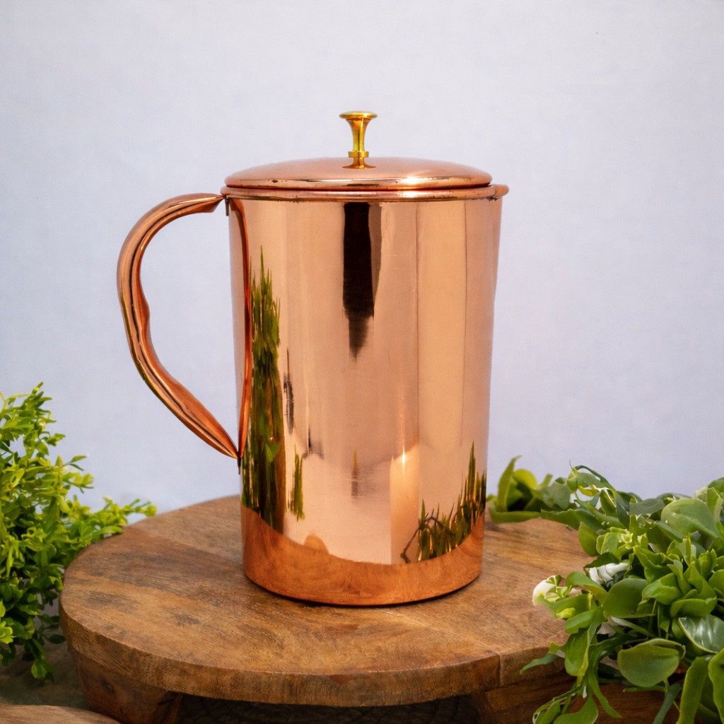 Koperen kan glad met deksel ± 2 liter (750 gr)