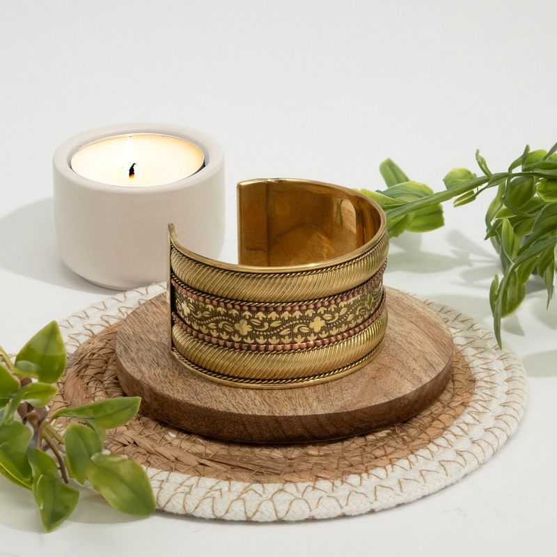 Messing met koper klemarmband