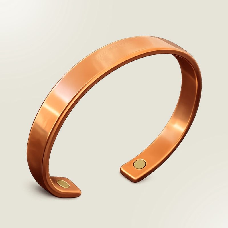 Koperen gezondheids-klemarmband glad gepolijst met 2 magneten