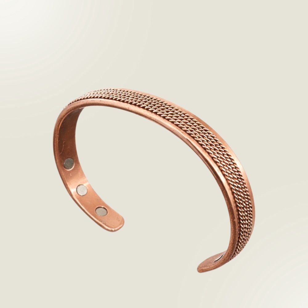 Koperen gezondheids-klemarmband met 6 magneten