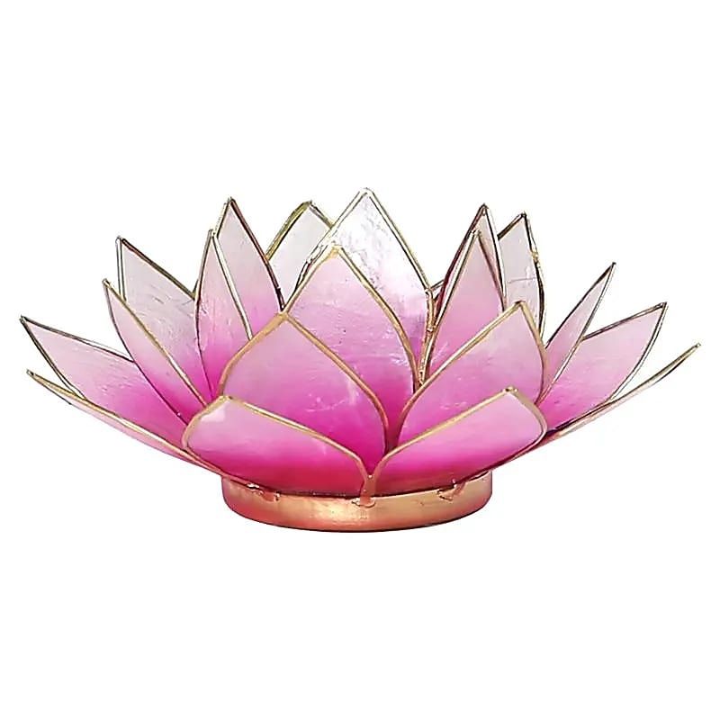 Lotus sfeerlicht roze/lichtroze goudrand - 13.5 cm