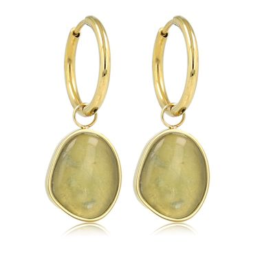 Oorbellen goudkleurig met groene fluoriet