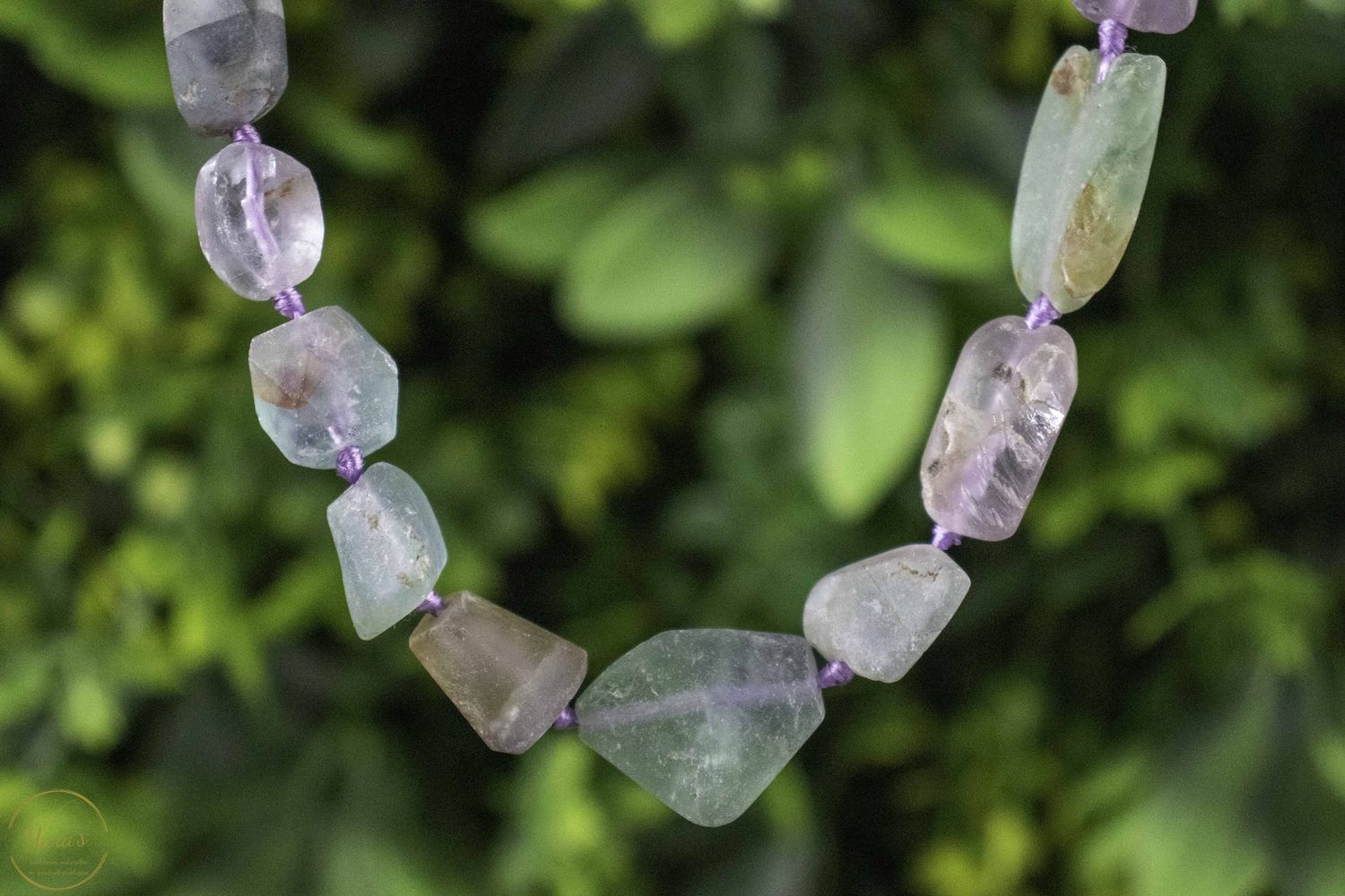 Lichte Fluoriet ketting ca 46cm met zilveren sluiting (925)