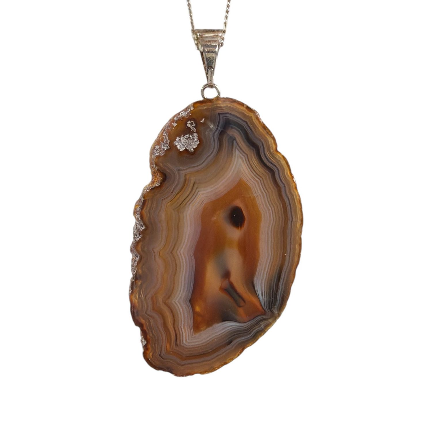 Agaat schijf hanger verzilverd - 13.39 gram
