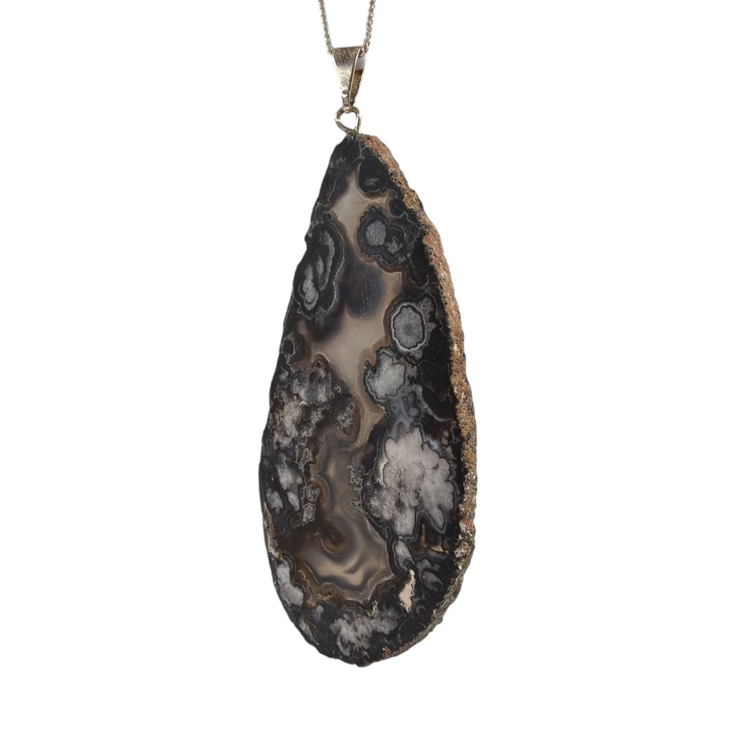 Agaat schijf hanger verzilverd - 16.35 gram