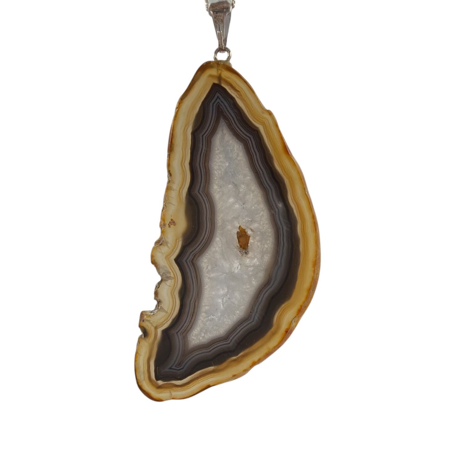 Agaat schijf hanger verzilverd - 15.86 gram