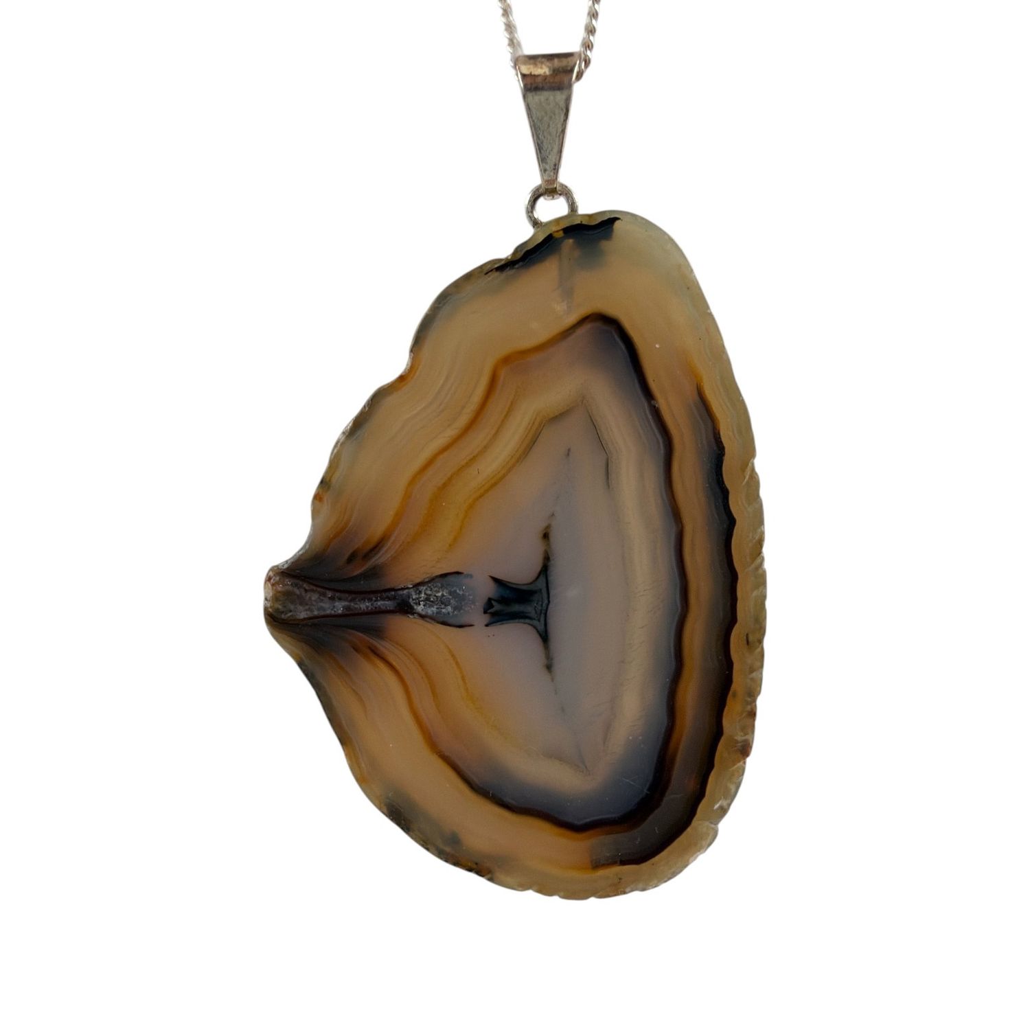 Agaat schijf hanger verzilverd - 13.96 gram