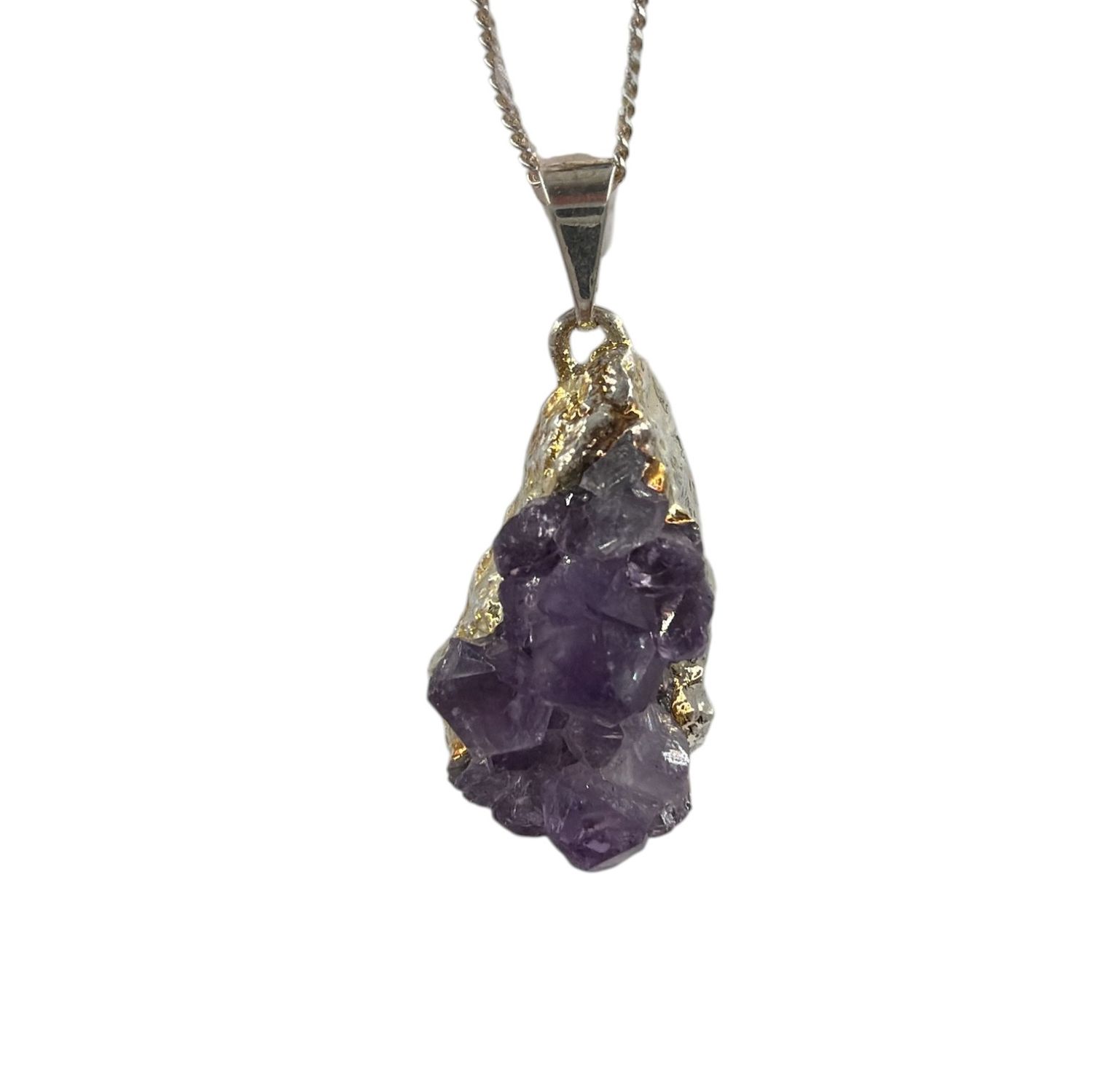 Amethist geode hanger verzilverd