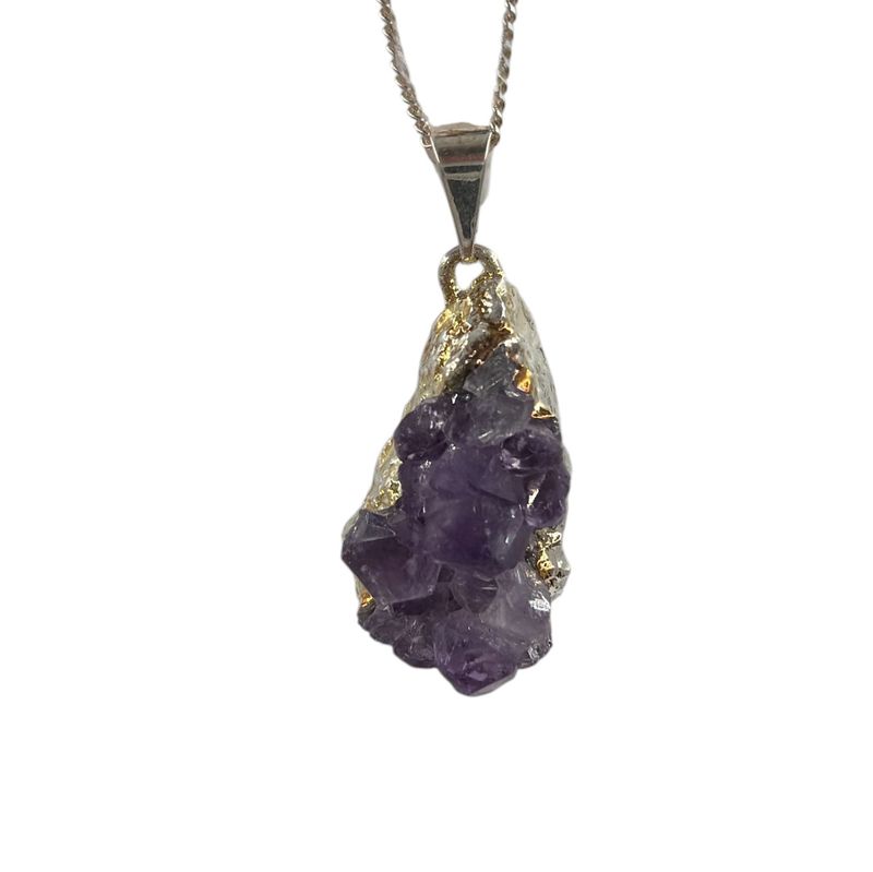 Amethist geode hanger verzilverd